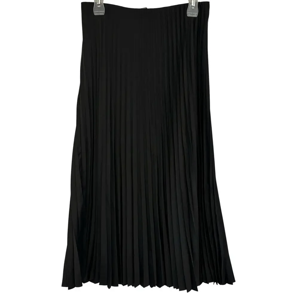 J. Crew Gwyneth Pleated Slip Skirt Black BN757 Size S